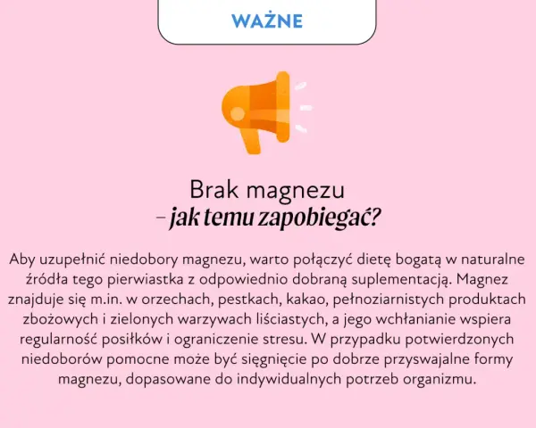 Ważne: brak magnezu – jak temu zapobiegać? Uzupełnij dietę bogatą w magnez, by uniknąć niedoboru.