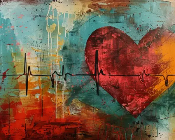 Abstrakcyjne serce z linią EKG, symbolizujące arytmia serca objawy.