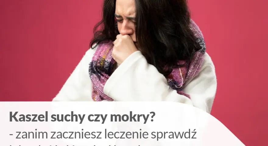 Kobieta z **uporczywym suchym kaszlem u dorosłego** zakrywa usta dłonią, ubrana w szalik.