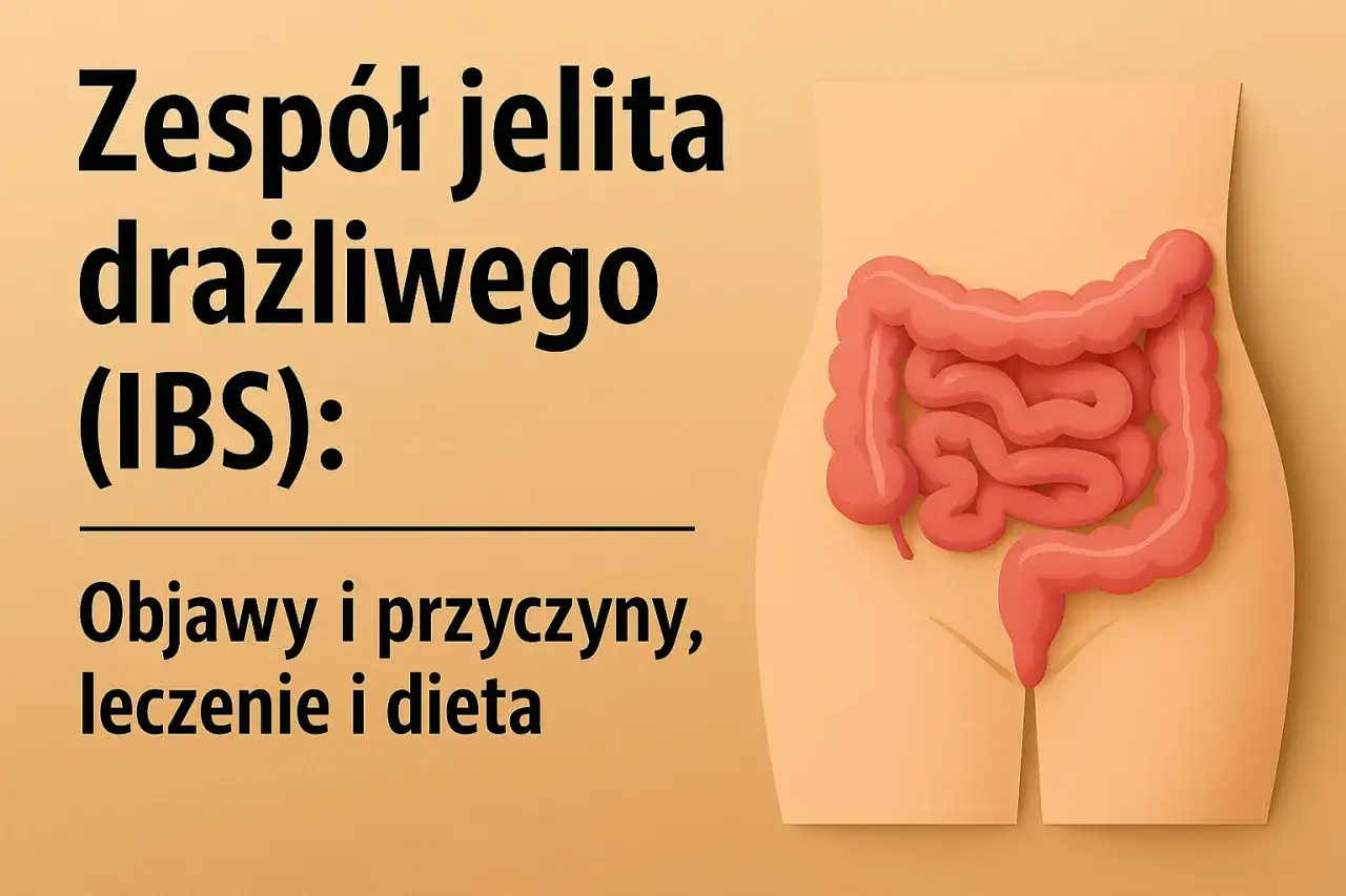 Zespół jelita drażliwego (IBS): objawy, przyczyny, leczenie i dieta. Ilustracja układu pokarmowego.