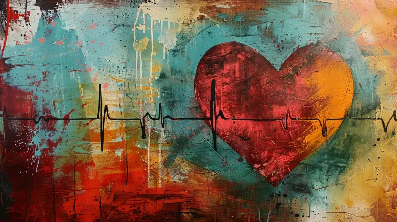 Abstrakcyjne serce z linią EKG, symbolizujące arytmia serca objawy.